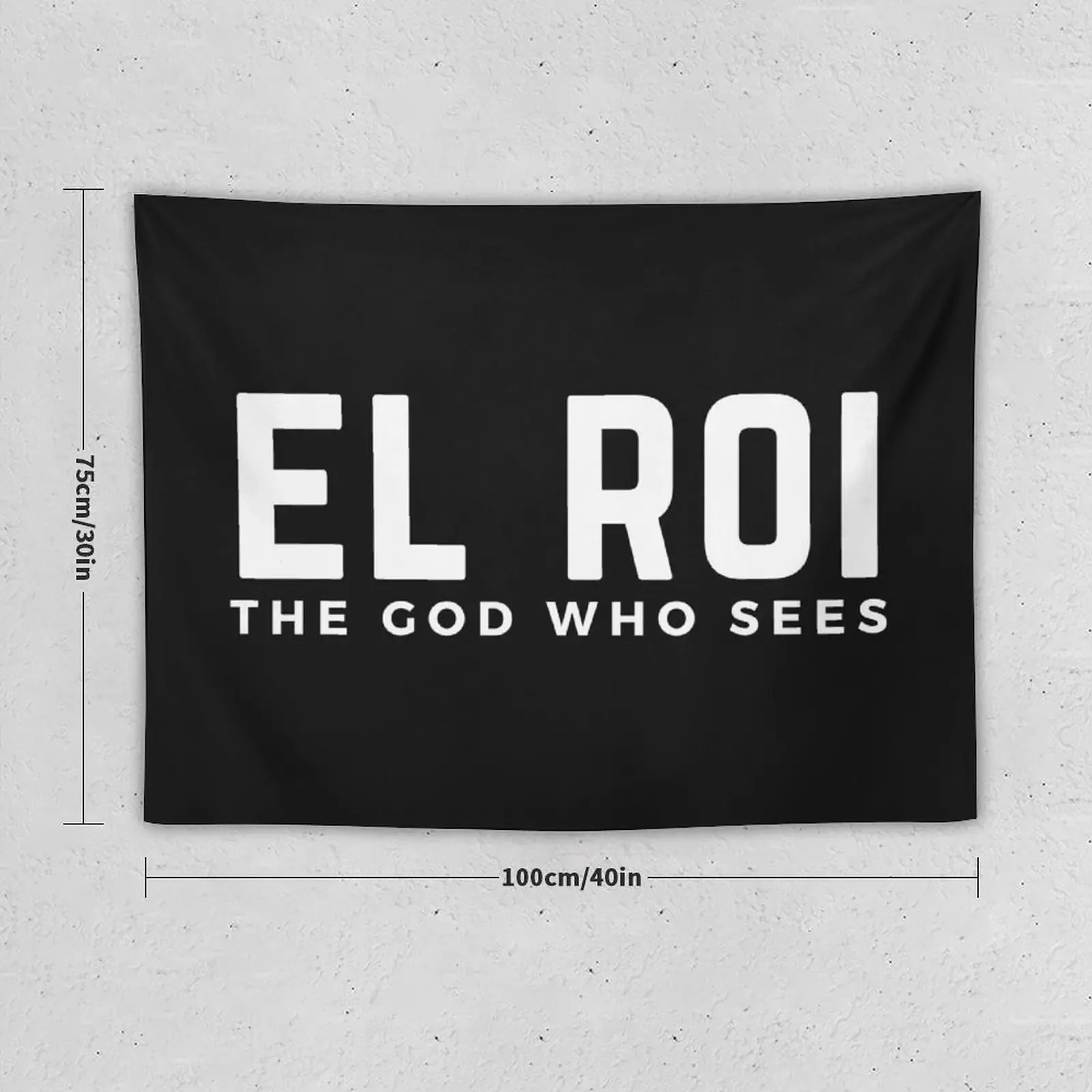 El Roi Hebrew Name of God with Black Background Tapestry Aesthetic Room Decors Bathroom Decor Tapestry