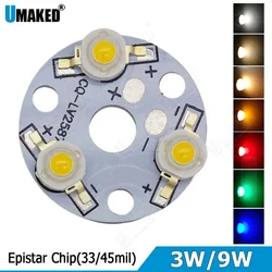 (10 PCS) PCB LED de 3 W 9 W 32 mm com chips de 1 W 3 W instalados, placa de alumínio com chips para lâmpada, luz de rastreamento. leds