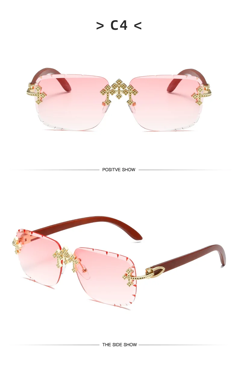 Steampunk Randlose Quadratische Sonnenbrille Männer 2026 Luxus Marke Vintage Schneiden Objektiv Sonnenbrille Für Männliche Trendy Rahmenlose Shades UV400 – Detail 11
