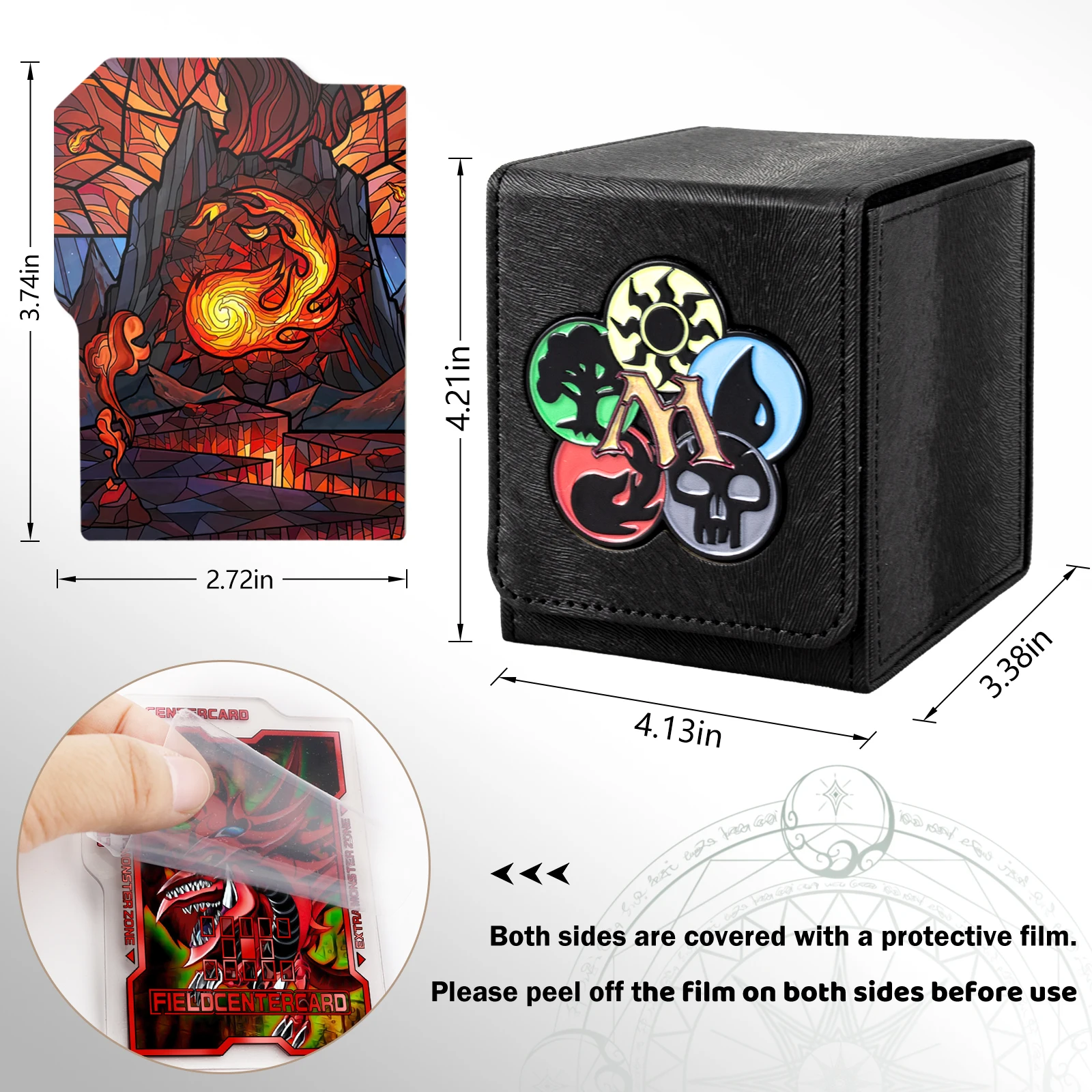 Card Deck Box for MTG 3D sculpted relief Deck Box 110 Card Storage Box Trading Games Leather Storage with divider