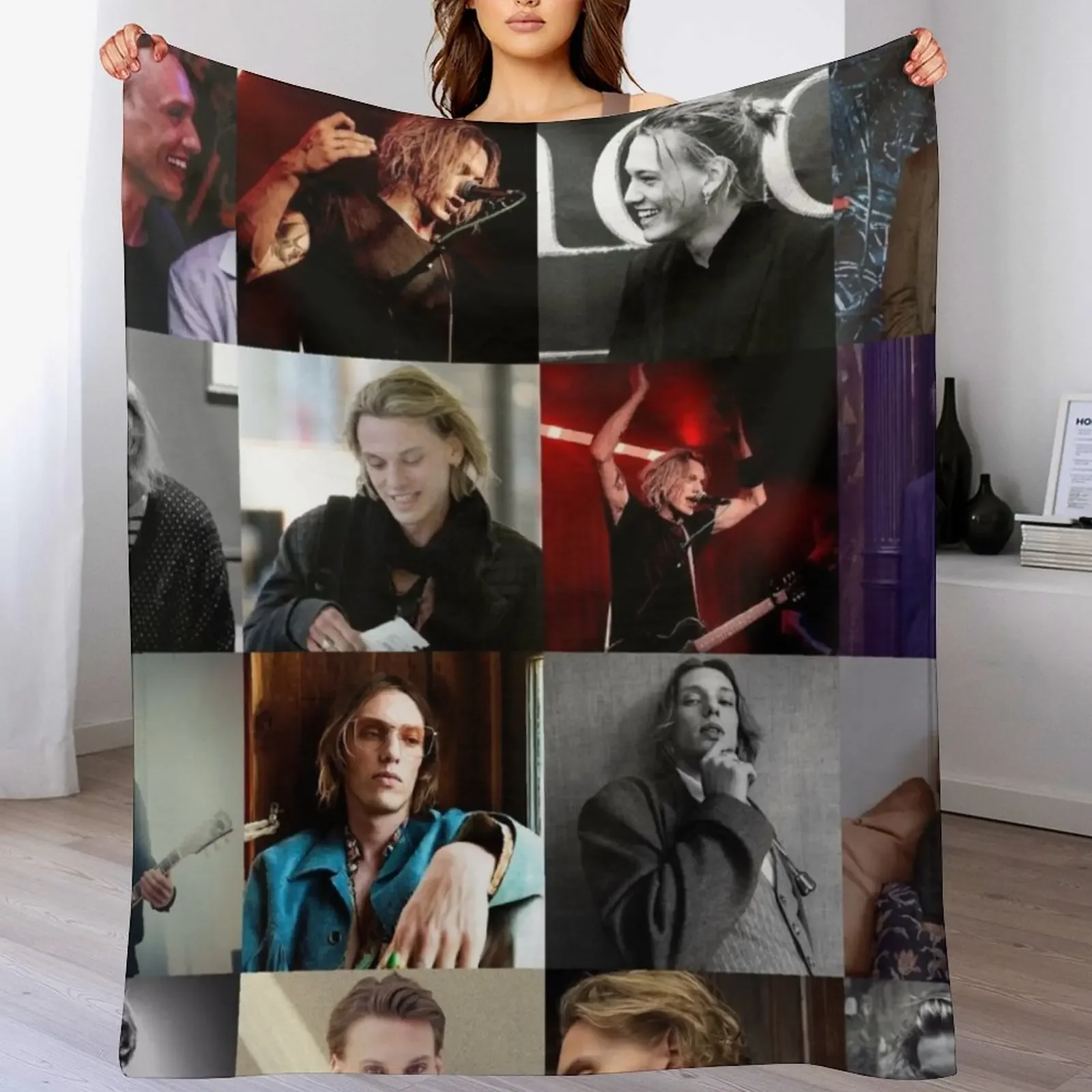 Jamie Campbell Bower Collage Throw Blanket Stylish Warm Blanket for Living Room Bedroom