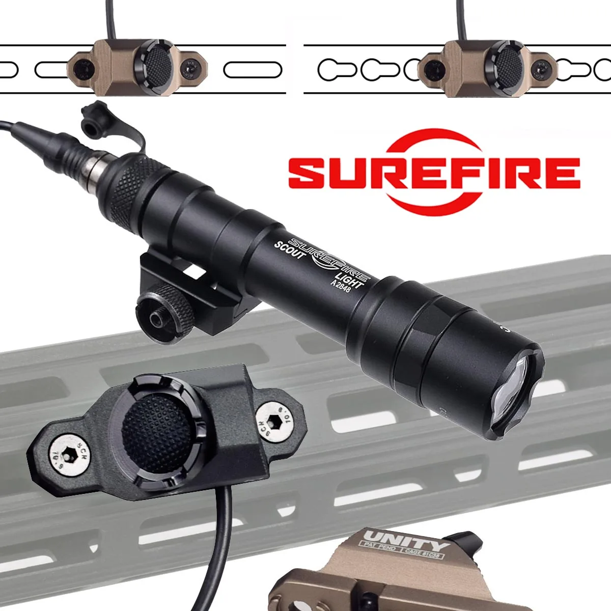 Surefire M600 M600C M300 Tactical Rifle Scout Flashlight UNITY Mount AXON Function Remote Pressure Switch Fit 20mm Rail Airsoft
