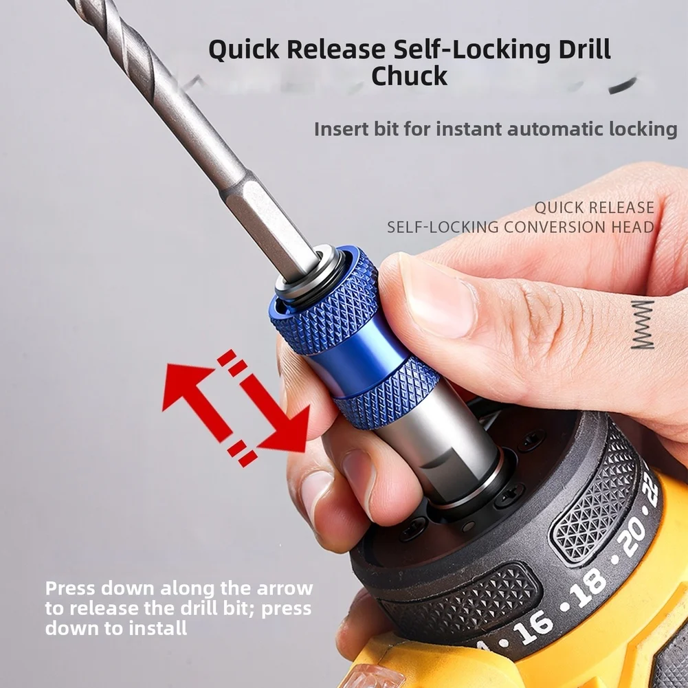 1Pcs 6.35mm Hex Shank Adapter Magnetic Quick Change Self-Locking Conversion Head Electric Drill To Screwdriver Converter