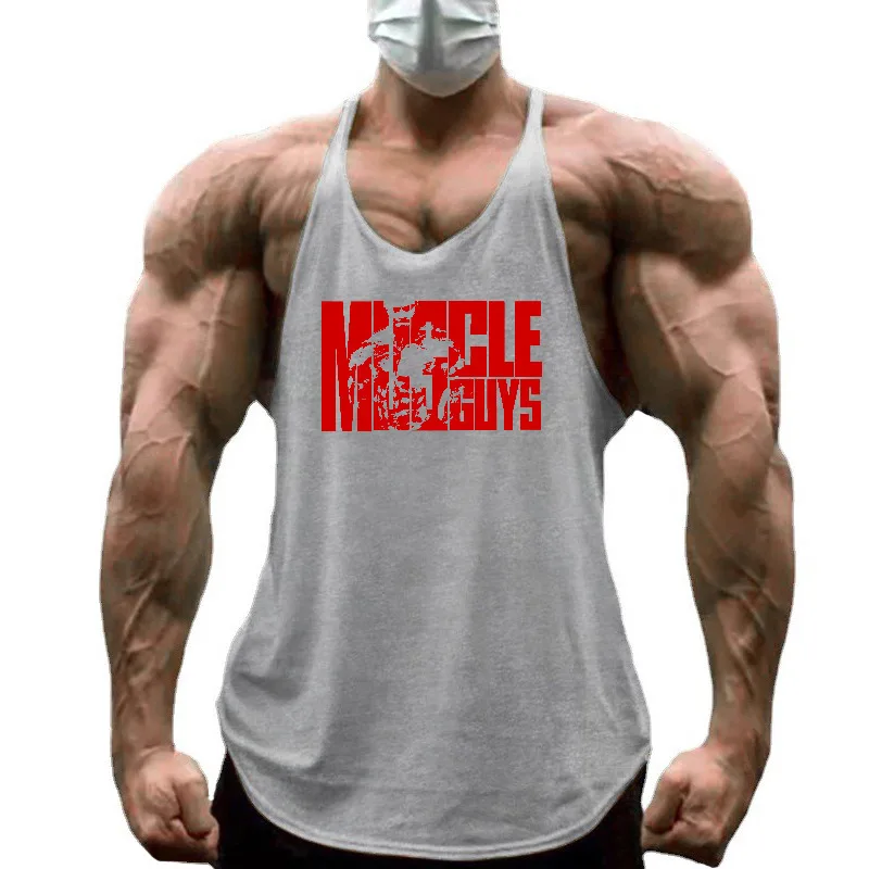Summer Men Cotton sports jogging Vest Low Scoop Neck Y-Back Racerback Bodybuilding Muscle Workout Fitness Gym Tank Tops Clothing