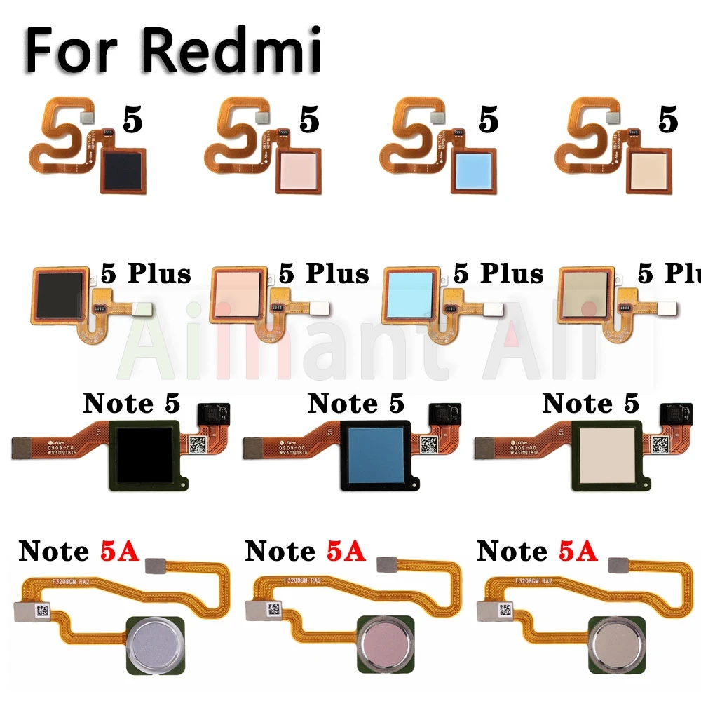 Botón de inicio Original para Xiaomi Redmi Note 5 5A Pro Prime Plus, escáner de dedo táctil, Sensor de huellas dactilares, Cable flexible