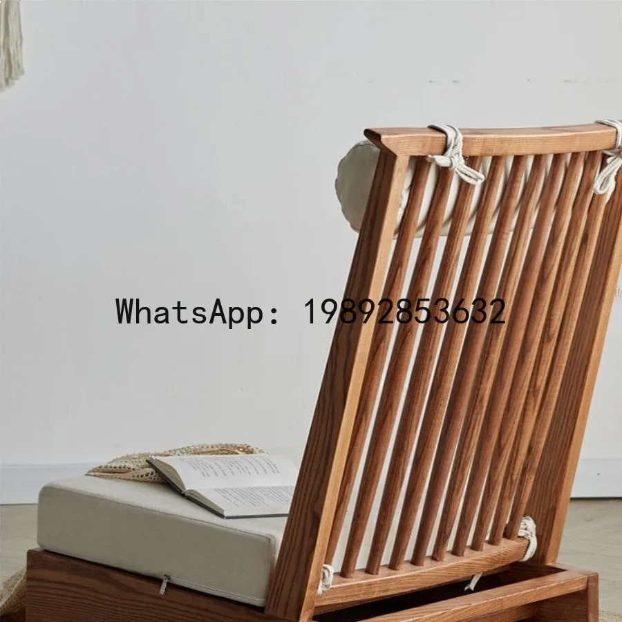 YFY Japanese Style Mid-Aisle George Solid Wood Sofa Chair for Home Living Room, Quiet B&B Bedroom Tatami Backrest