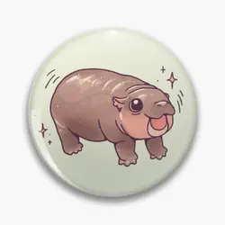 Moo Deng Soft Button Pin Women Jewelry Badge Cartoon Clothes Gift Brooch Fashion Cute Lapel Pin Decor Creative Hat Funny Collar