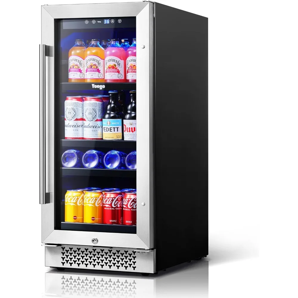 

15 Inch Beverage Fridge, 80 Cans Beer Fridge with Advanced Cooling System(34-54°F), Built-in or Freestanding for Drink Soda