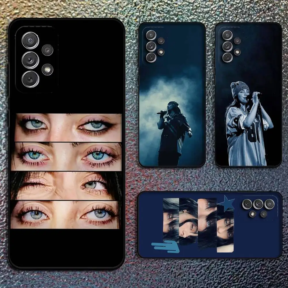 B-Billie L-lovely E-EilishS For Samsung S 25,24,23,22,30,21,10,9,Ultra,Plus,Lite,FE,4,5G Black Soft Case Phone Case