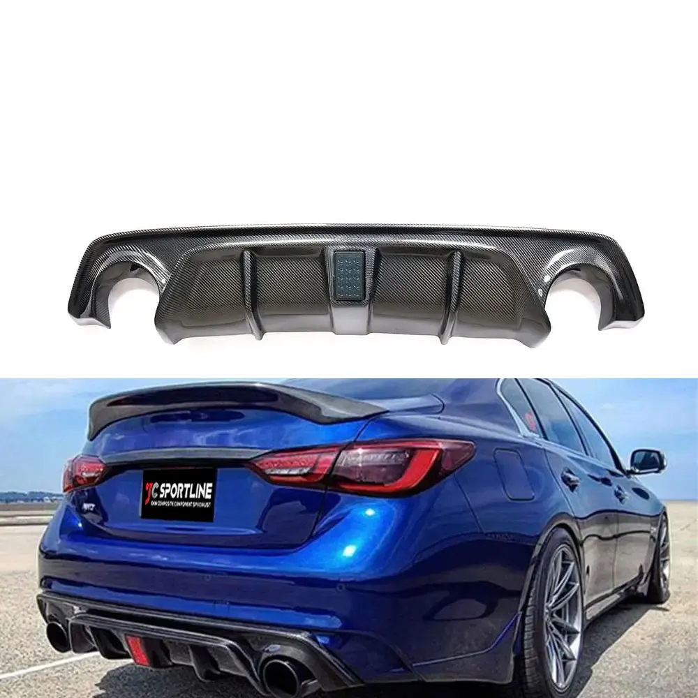 

For 2018 INFINITI Q50 Sport Model Carbon Fiber Rear Bumper Diffuser Spoiler