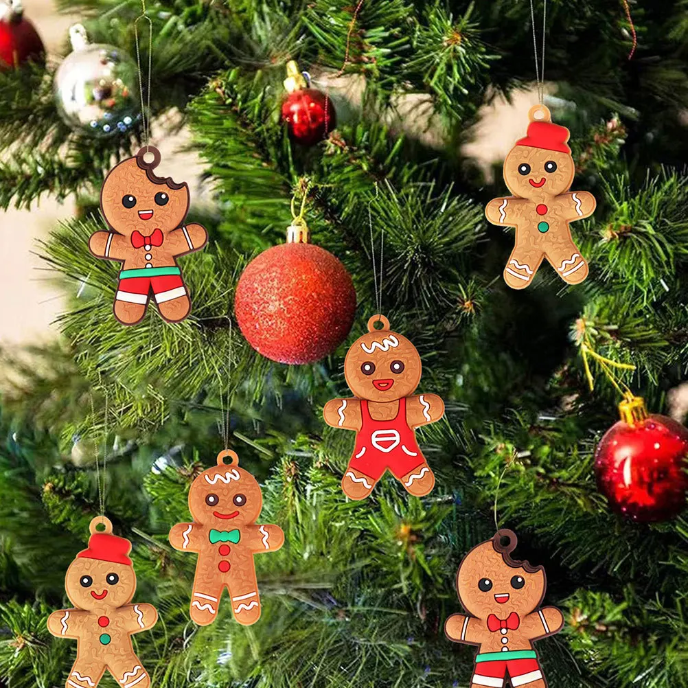 

12Pcs Xmas Tree Decor Gingerbread Man Hanging Ornament Christmas Holiday Decoration Party Decor Home Festive Supplies