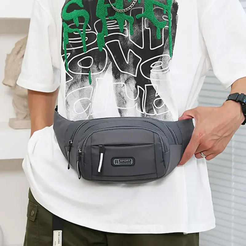 Bolso de cintura para hombre, deportivo, informal, resistente al desgaste, impermeable, para exteriores, con múltiples bolsillos, para teléfono móvil