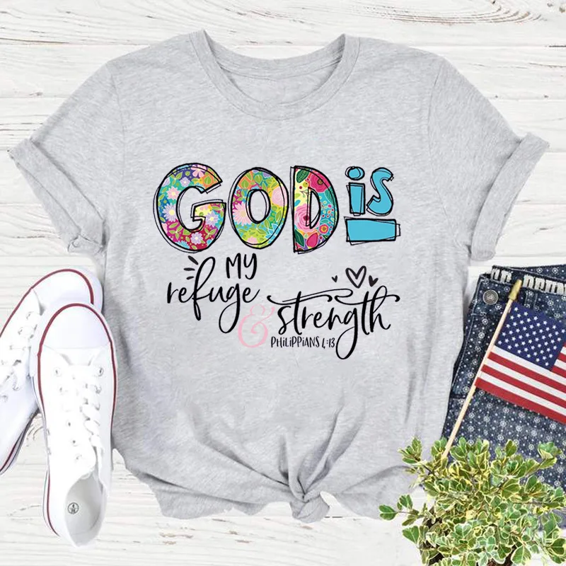 2026 New GOD IS Loose Creative Printed Round Neck Women's Casual Short Sleeve T-shirt Vintage Funny Casual Female Tee Shirt