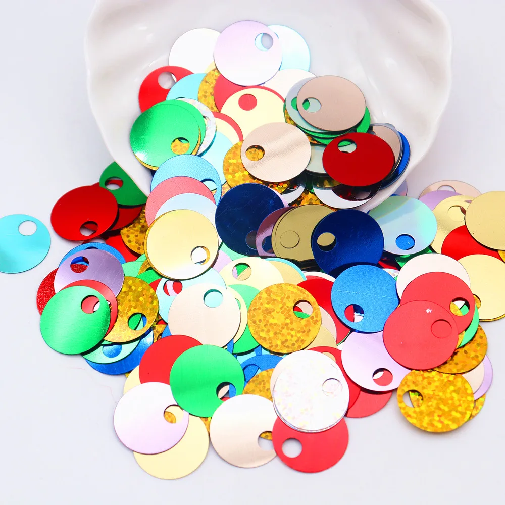 Große 2cm Flache Runde Pailletten 20mm Lose Pailletten für DIY Stickerei Kleidung Taschen Schmuckherstellung – Detail 3