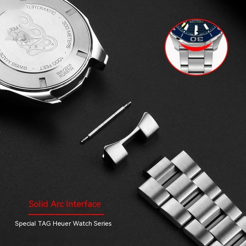 For TAG HEUER stainless steel strap bracelet Aquaracer 300 WAY111A WAY211A Fine steel Arc metal strap for Men 41mm 43mm dial