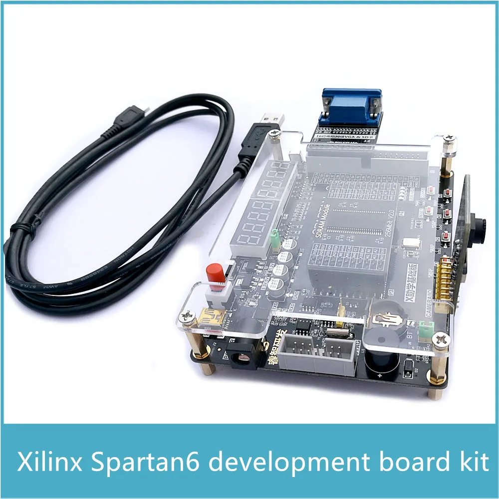 FPGA Development Board Xilinx Spartan6 XC6SLX9-TQG144 Development Board + 256Mbit SDRAM + 65536 color VGA Module + OV7670 Camera