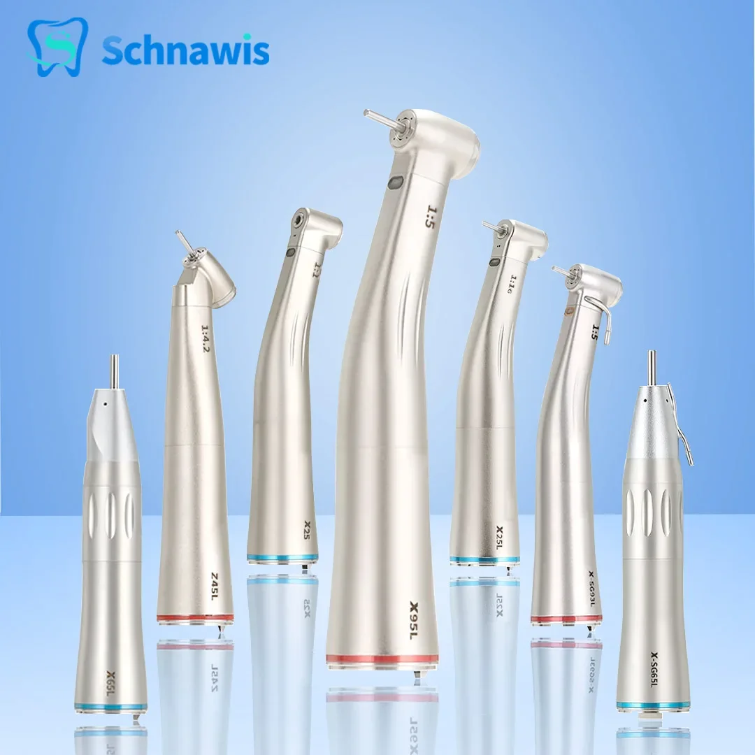 Push Button 1:5 Dental Contra Angle Handpiece Increase Speed Handpiece Mini Head T-i Max X95L Inner Water Spray Red Ring