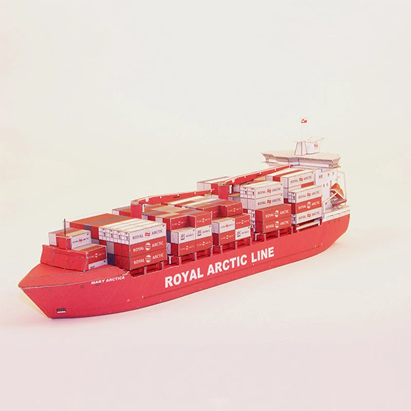 3D Model 1:400 Denmark Mary Arctica Container Ship Paper Puzzle Ship Handmade DIY Paper Art Kids Toys Gift for Desk Home Decor