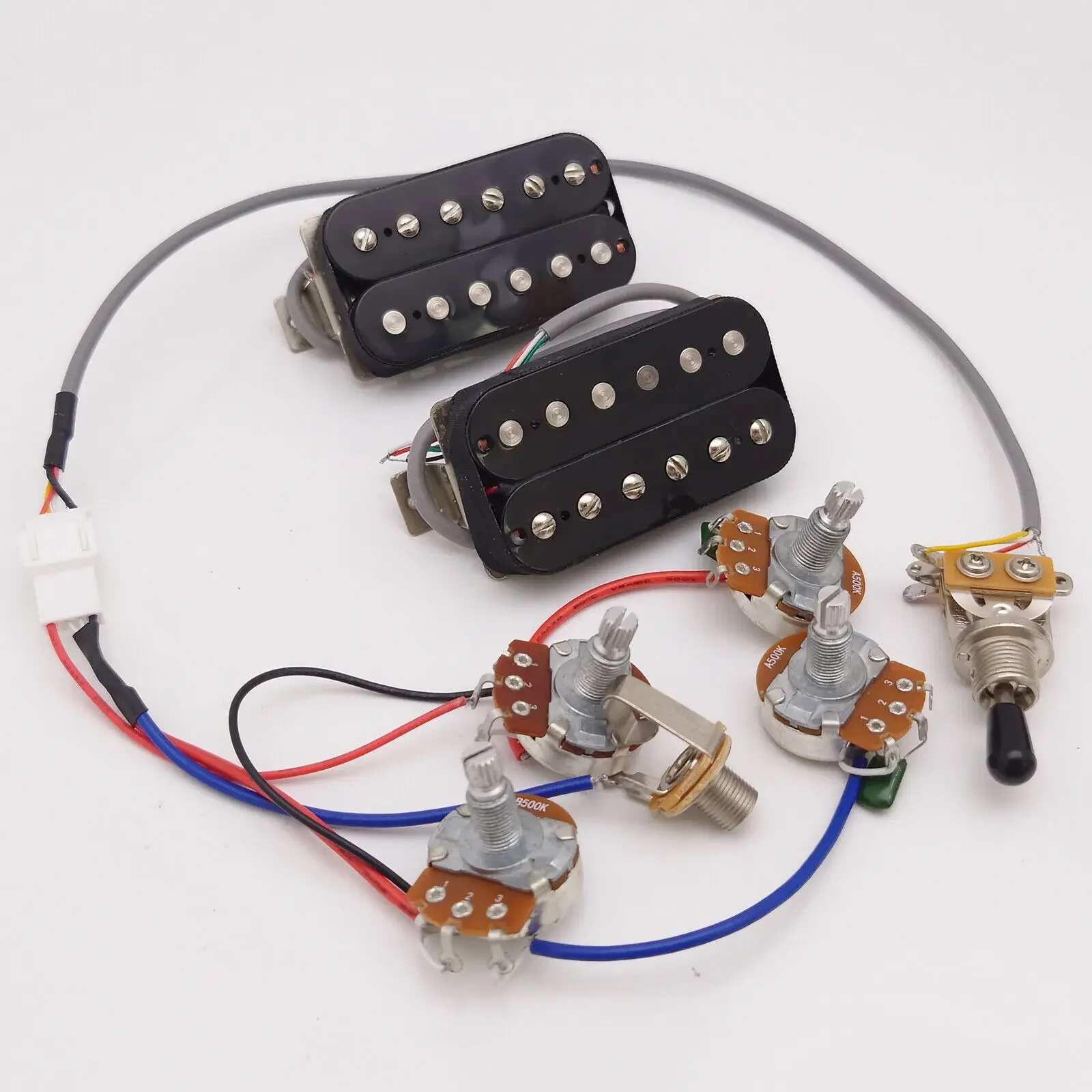 

Alnico 2 Classic 57+ Guitar Humbucker Pickup Black with 4C Wiring Harness for LP Electric Guitar Replacement Parts