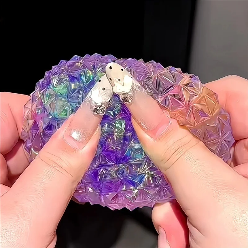 Crystal Diamond Spiky Squishy Squeeze Toy Maltose Stress Sensory Ball Decompression Fingertip Play With Anxiety Relief Toy Gift