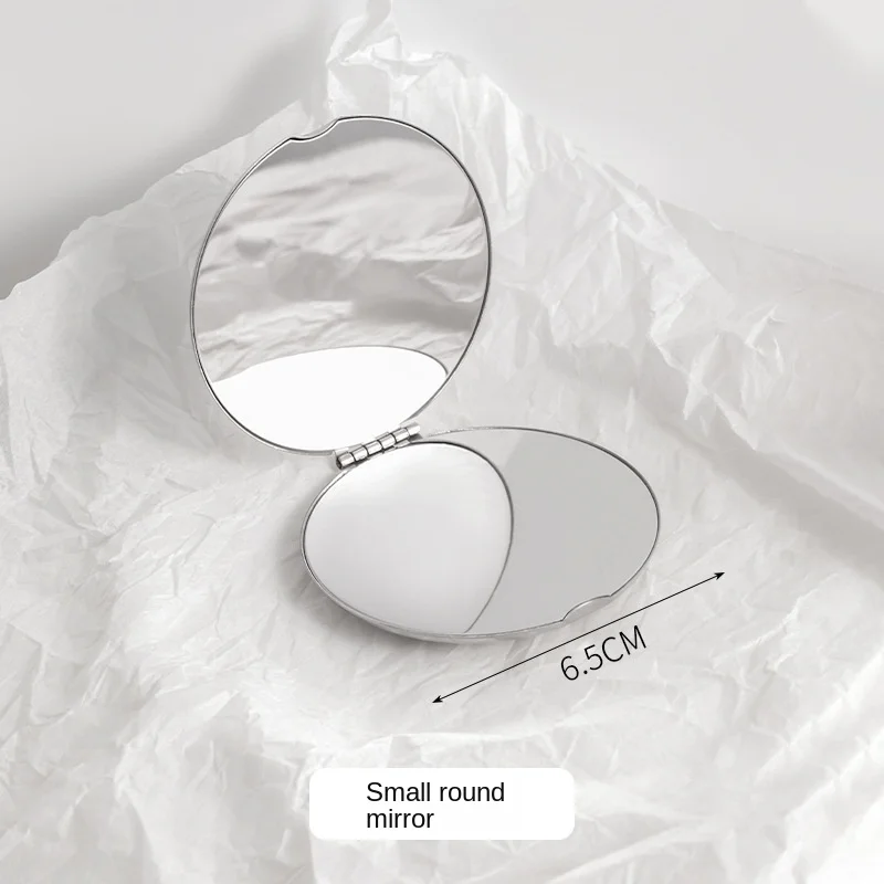 Roestvrij staal dubbelzijdig opvouwbare make-upspiegel compact draagbaar met spiegelhoes voor dames meisjes portemonnee reizen elegant decor
