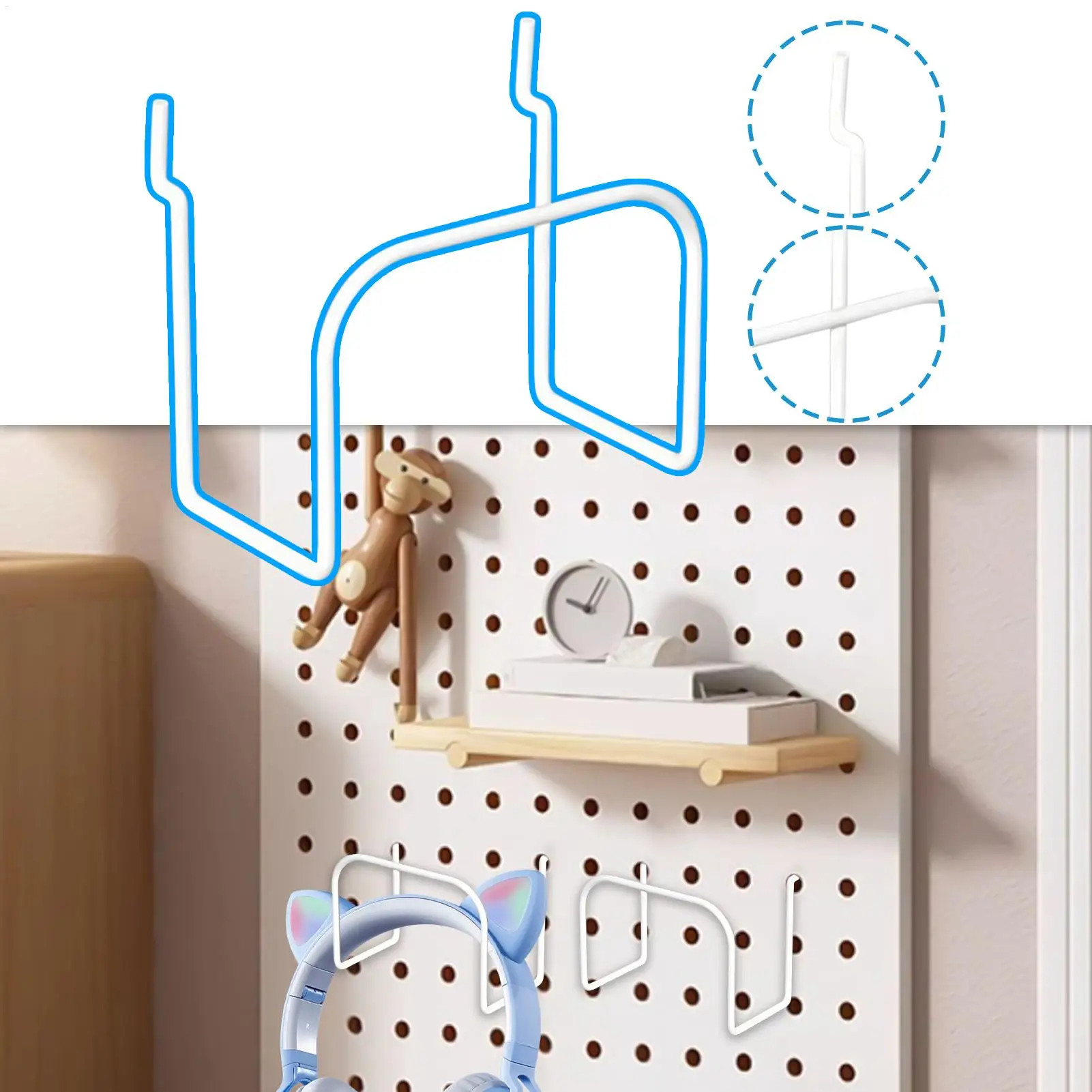 Peg Hooks Pegboard Tool Hooks Metal Organizer For Art Crafts Workout Tools Tie Toys Shop Headset Workshop Workbench Fit 4.13inch