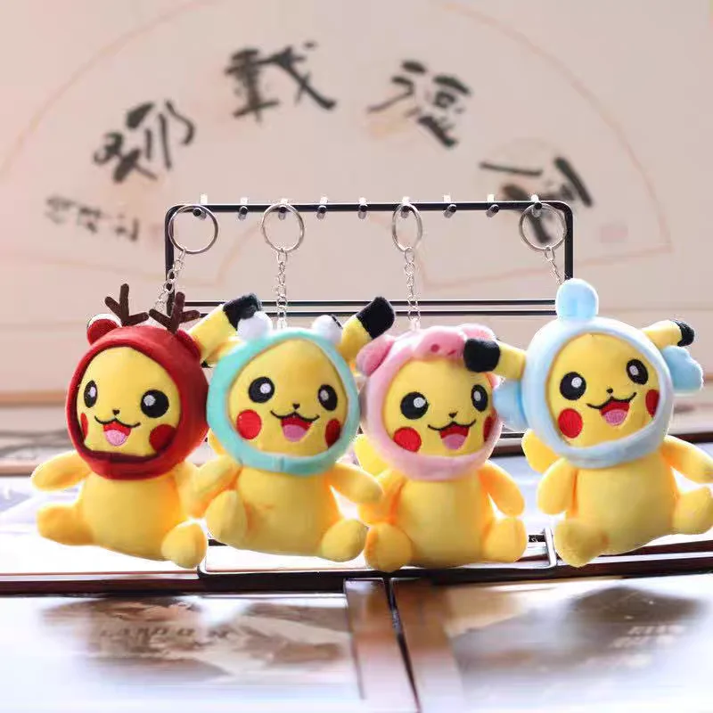 Lovely Pokemon Pikchs Plush Toy Small Pendant Mini Cosplay Frog Pig Deer Elephant PokéMon Bag Keychain Cute Gifts For Children