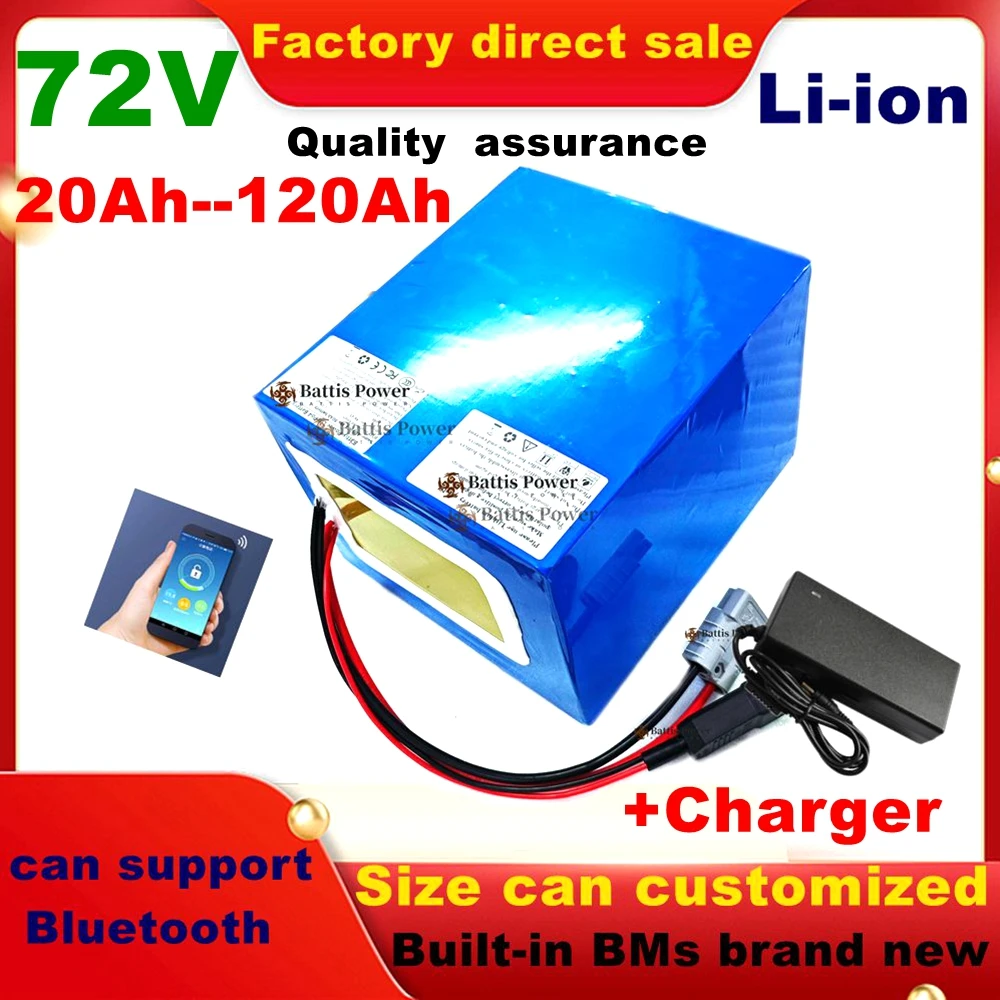 60Ah 72v 50Ah lithium ion 80Ah 72V 40Ah 100Ah bluetooth BMS APP for 5000W scooter Motorcycle Forklift Crane truck +charger