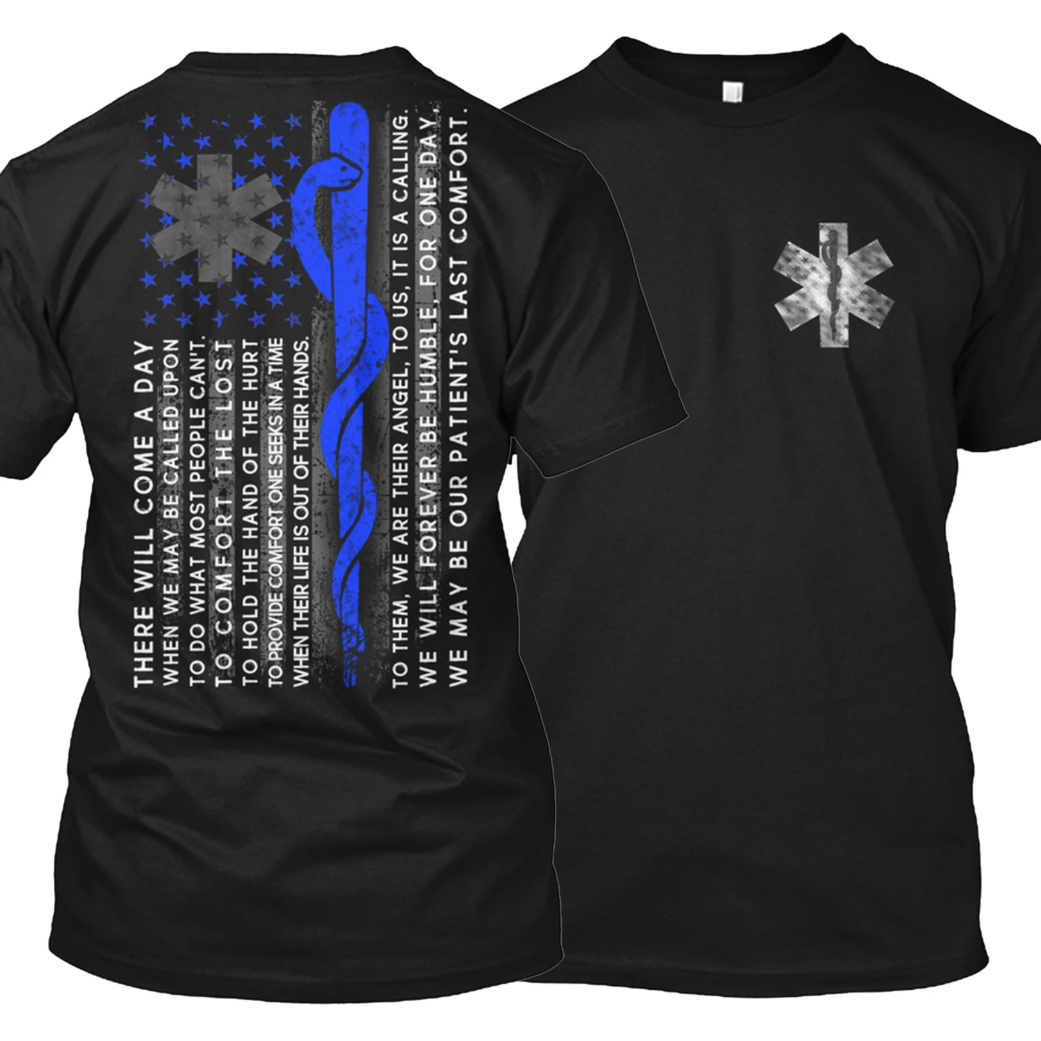 

American Flag Star of Life EMT Oath T-Shirt 100% Cotton O-Neck Summer Short Sleeve Casual Mens T-shirt Size S-3XL