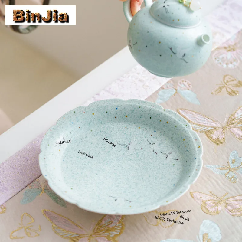 BAEJORIA Foggy Blue Glaze Underglaze Colour Crane Pot Bearing Holder Teaware Support Dry Bubble Table Tea Tray Coasters Cha Gift