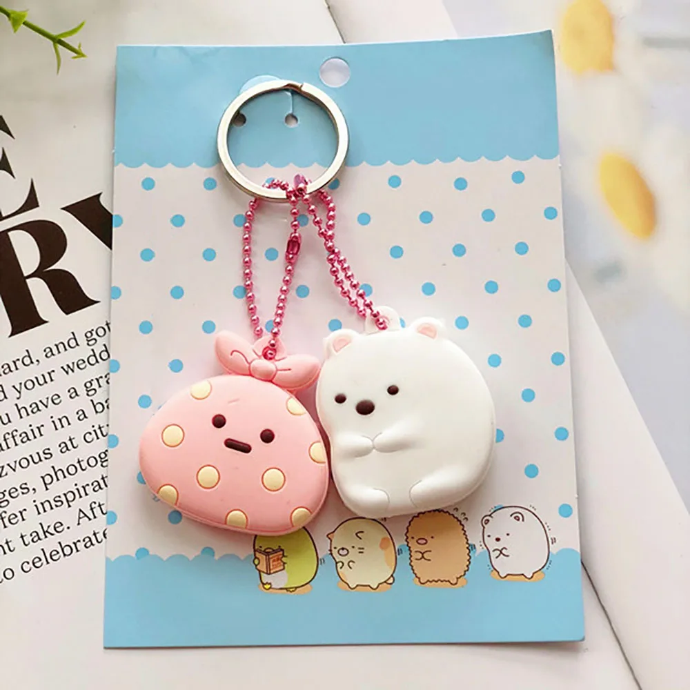 2pcs/set Cartoon Key Cover Cap Silicone Key Accessories PVC Soft Solid Key Holder Key Chain for Girl Women Trinket Gift