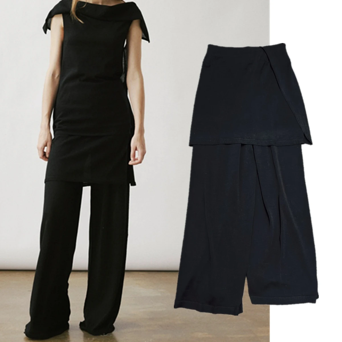 

Maxdutti Culotte Summer Wide Leg Pants French Elegant Minimalist Black Skirt Pants Women's Pants And Trousers Woman Clothes 2026