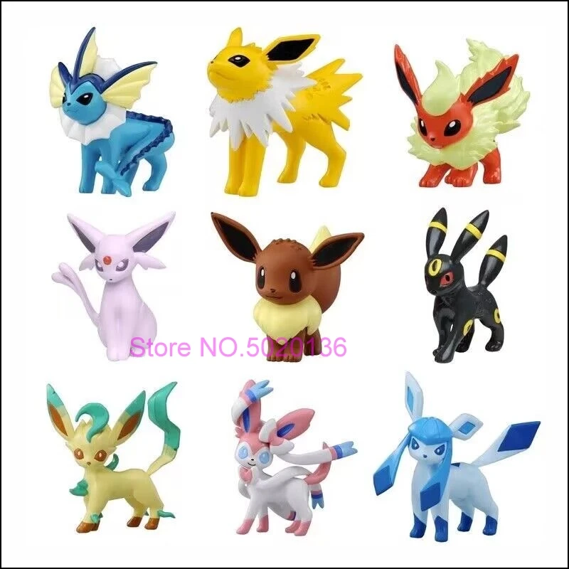 Pokemon TOMY TOY Figure Eevee Leafeon Sylveon Umbreon Espeon Flareon Vaporeon Jolteon Glaceon PVC Action Collection Toy