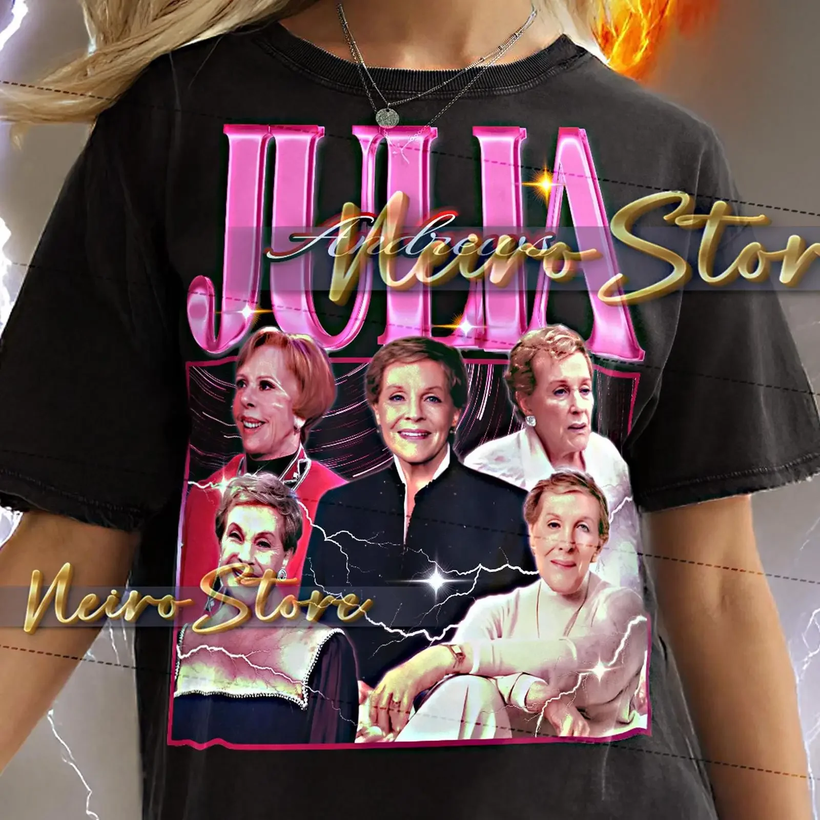 Julie Andrews Bootleg T Shirt Retro Iconic Grace Musical Legend Vintage Sweater vintage Washed fashion Comfortable Soft