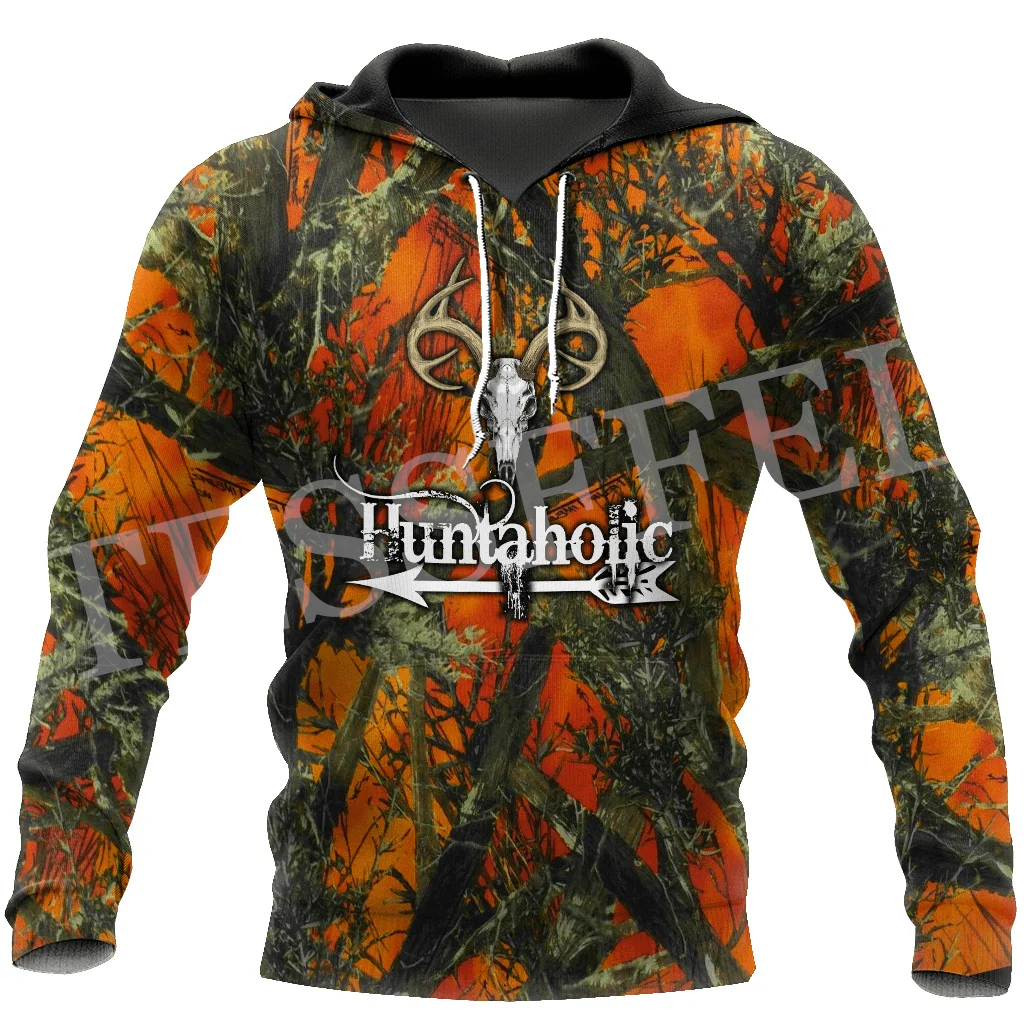 Custom Name Deer Hunting Animal Hunter Camo Cosplay Tattoo Retro 3DPrint Harajuku Casual Streetwear Pullover Jacket Hoodies X5