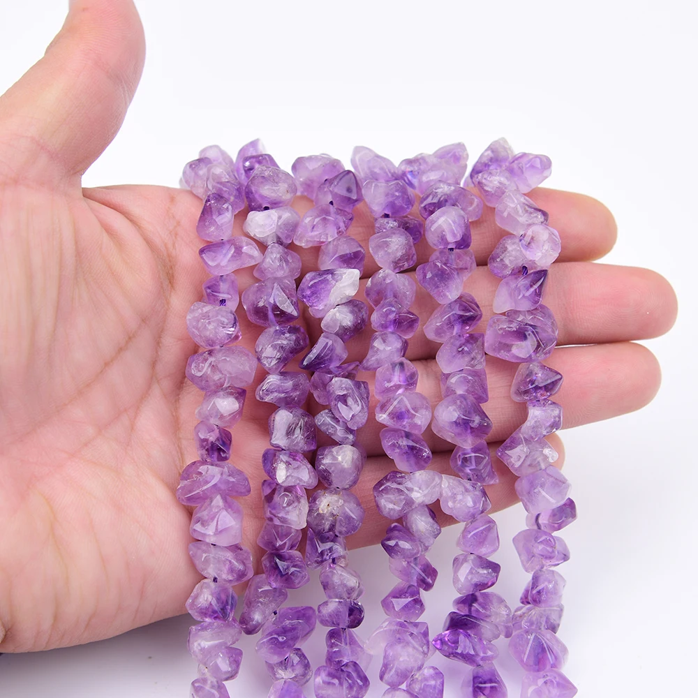 APDGG Natural Purple Amethyst Raw Mineral Quartz Freeform Nugget Loose Beads 15.5'' Strand Jewelry DIY