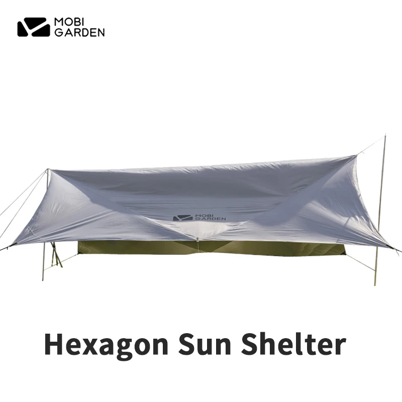 

MOBI GARDEN Camping Hexagon Sun Shelter Tent Over 150D Oxford Cloth Sunscreen Aluminum Alloy Rod Outdoor Travel Family Canopy