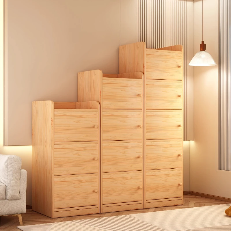 

Solid wood bookcase integrated cabinet Floor-to-ceiling locker Household living room storage cabinet Simple