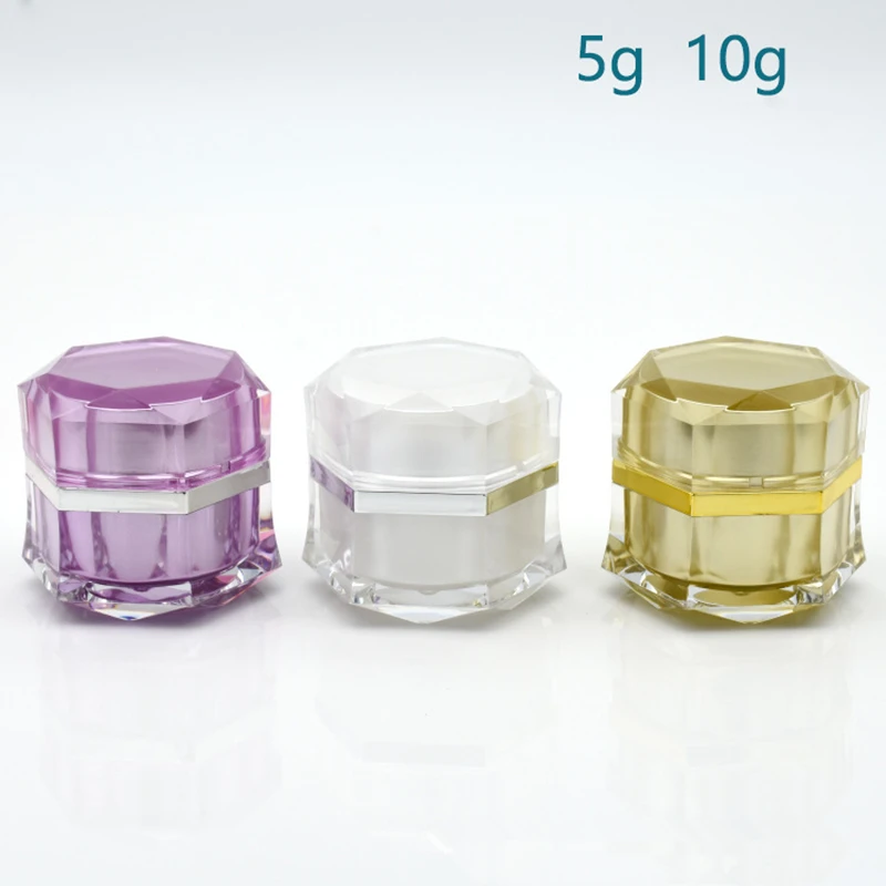 50pcs 5g 10g Acrylic Cosmetic Cream Filling Jar Nail Polish Packing Bottle Travel Bottle Empty Small Capacity