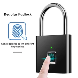 Smart Home Smart Lock Fingerprint Padlock USB Rechargeable Digital Electronic Lock IP65 Waterproof Keyless Security Protection