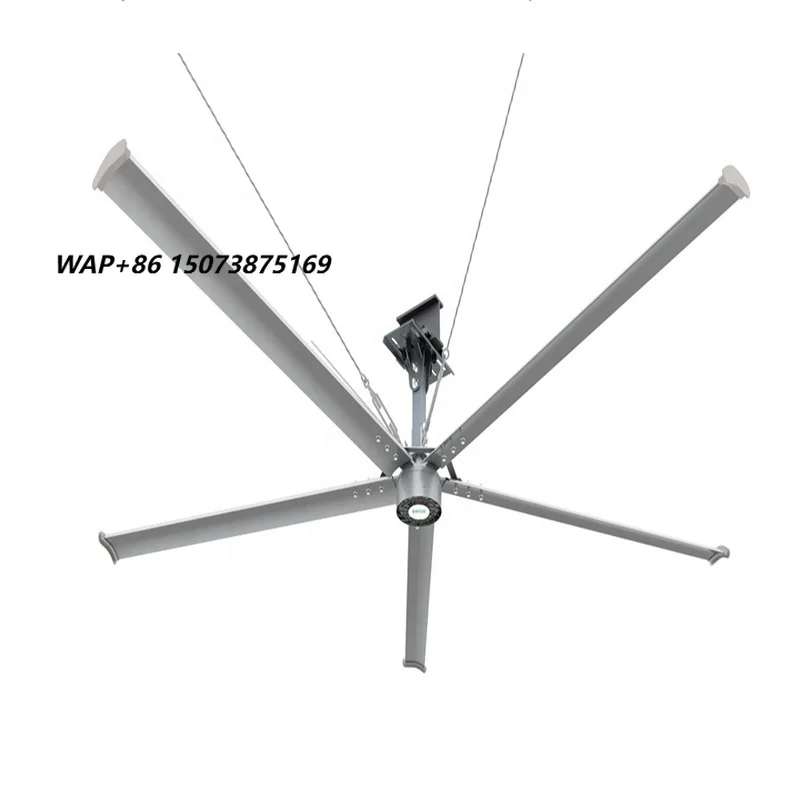 Airtechz Large Black Industrial Ceiling Hvls Fan With Pmsm Bldc Motor and Big Aluminum Blades for Warehouse Ventilation