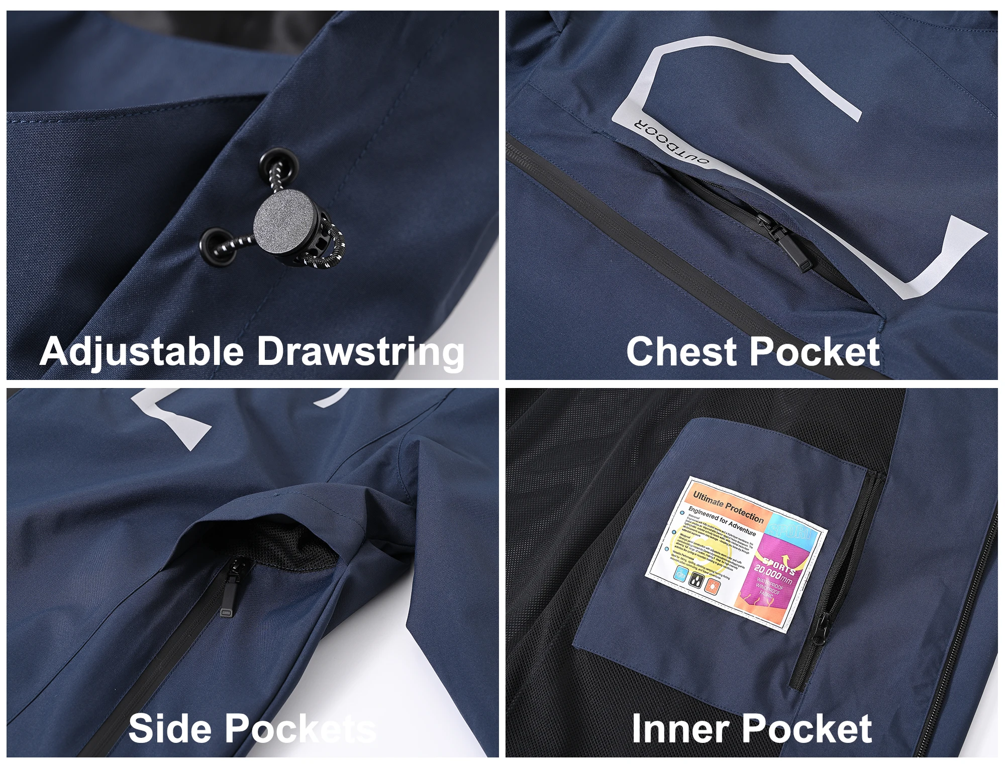 Sommer Herren Outdoor-Jacke Wasserdichte Regenjacke, Dünne Regenjacke mit Mehreren Taschen für Camping Wandern Radfahren Angeln – Detail 11