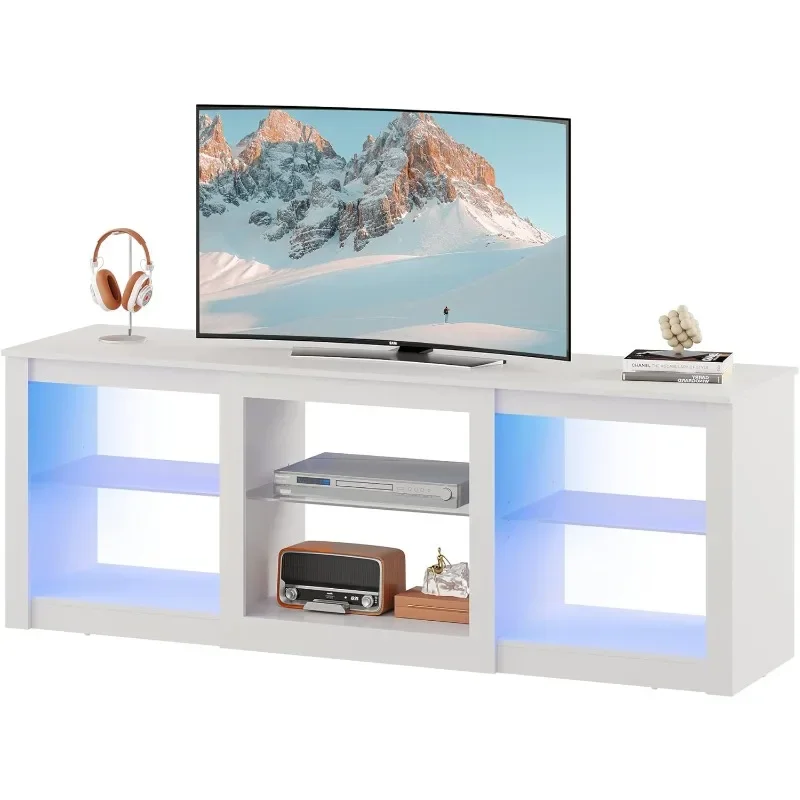 

TV Stand for 65 Inch TV, Entertainment Center with Adjustable Glass Shelves, LED TV Console, TV Stands for Living Room