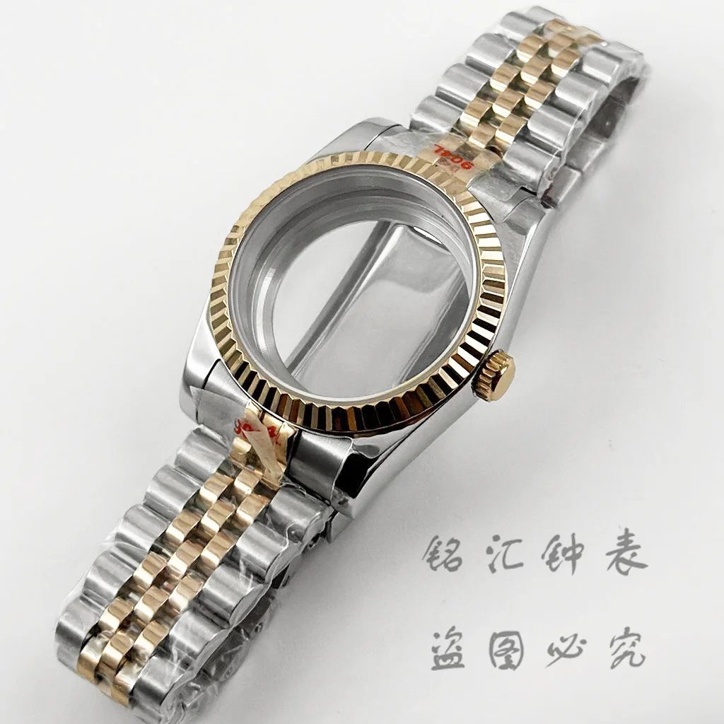 36MM/40MM Fluted Curved Glide Lock Clasp Strap Sapphire Crystal Watch Case For NH34 NH35 NH36 NH38 NH70 NH72 ETA 2824 Movement image 3