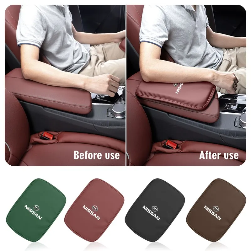 Car Armrest Mat Center Console Leather Protection Cushion For Nissan Qashqai Juke Pulsar Sentra Altima Patrol Micra Rogue Almera view 5
