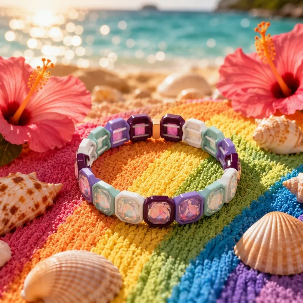 2026 12x14mm Kristallperlen Chunky Armbänder für Damen, Böhmisches Buntes Zirkonia-Armreif-Handschmuck – Detail 20