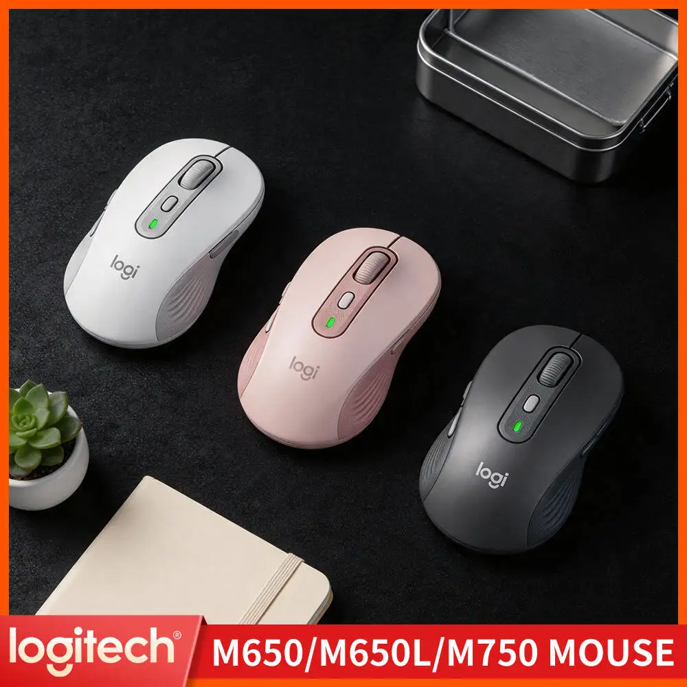 Logitech M650 Wireless Ergonomic Mouse - Dual Connectivity Sustainable Recycled Plastic SmartWheel Scrolling 24-Month Battery