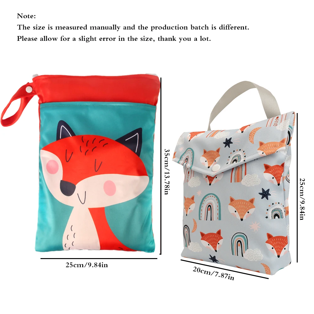 2pcs Diaper Bag Organizer Waterproof Baby Cloth Diaper Bag PUL Pocket Zipper Reusable Baby Nappy Diaper Rubbish Wet Bag