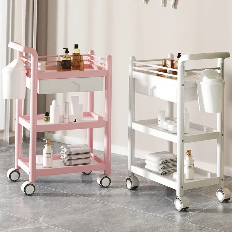 Cosmetic Rolling Beauty Salon Trolley Manicure Tattoo Lash Tea Salon Trolley Spa Pedicure Carrito Auxiliar Salon Furniture