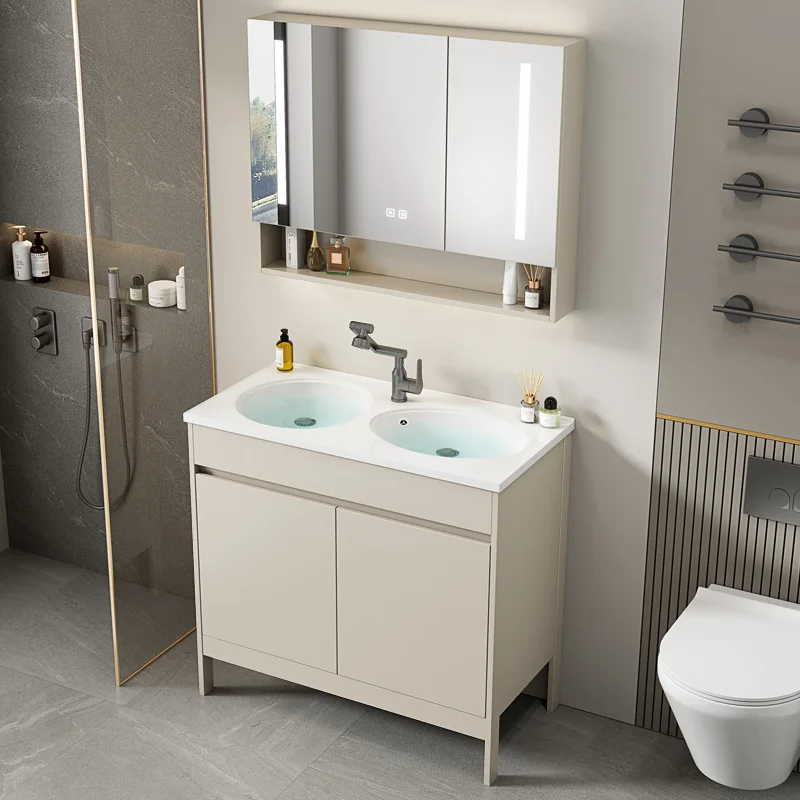 Bathroom Cabinet Space Aluminum Floor-to-ceiling Integrated Ceramic Double Slot Combination Toilet Hand Washbasin Pool